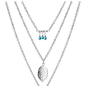 Silver Feather Layered Necklace
